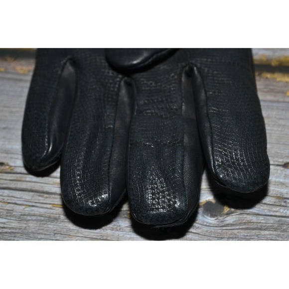Cire Gloves Mens Large Black Faux Leather Textured Palm Lined‎ Winter Warm - Picture 7 of 11